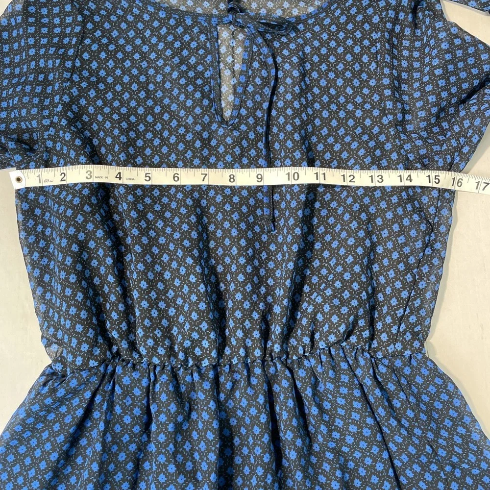 Mudd Long Sleeve Floral Blue and Black Dress. - Picture 10 of 12